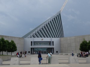 The old and the new -- two veterans in foreground with groups of young Marines on both sides